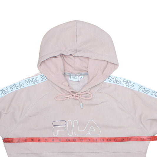 Fila Womens Pink Hoodie Medium Logo Hooded Sweatshirt