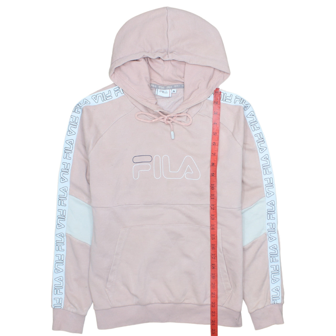 Fila Womens Pink Hoodie Medium Logo Hooded Sweatshirt