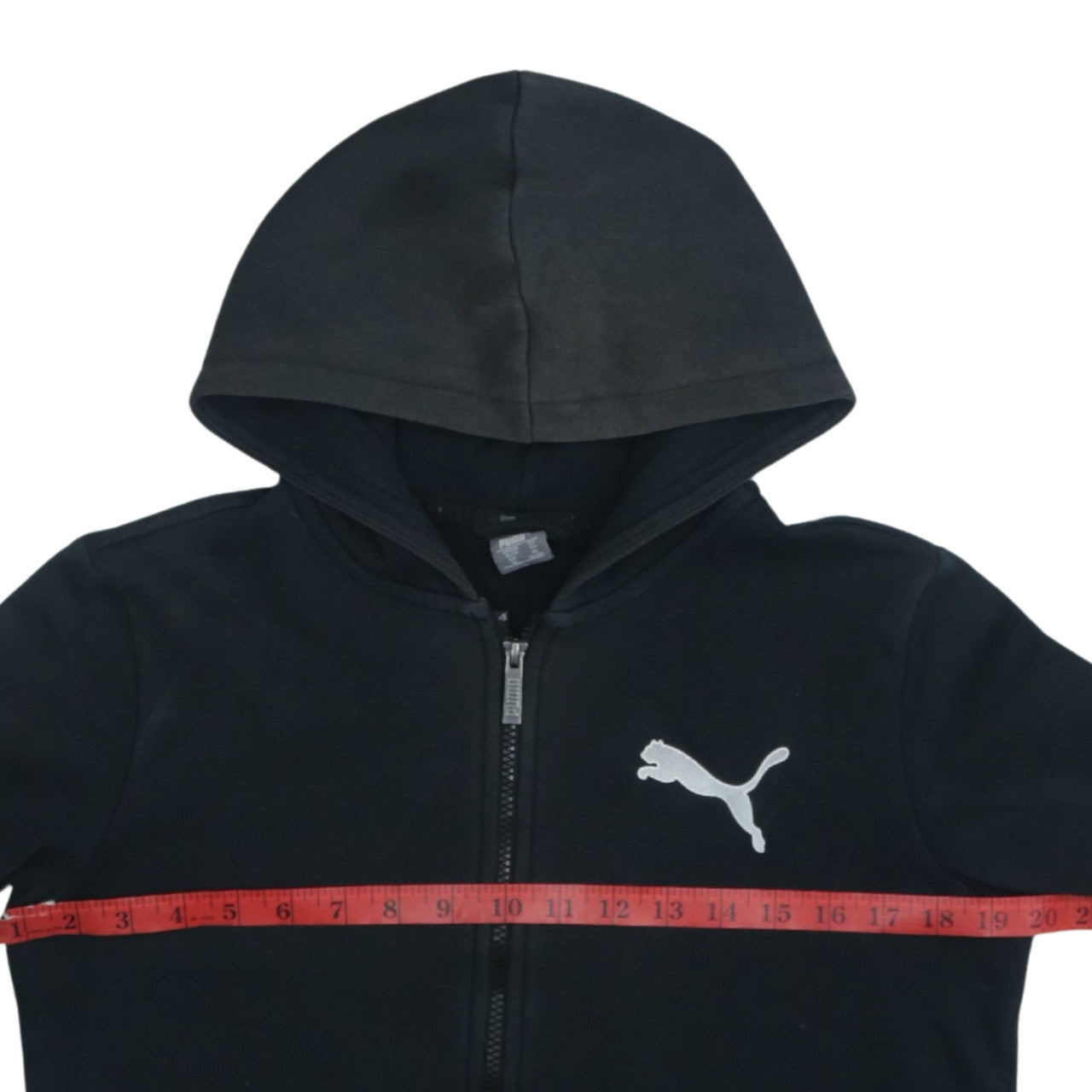 Puma Boys Black Full Zip Hoodie 13-14 Years Logo Sports Casual Sweatshirt