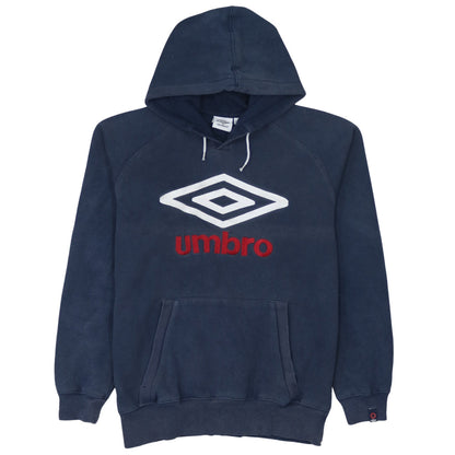 Umbro Men’s Blue Pullover Hoodie M Logo Embroidered Sportswear