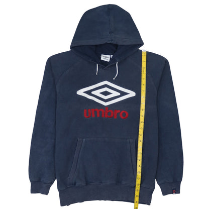 Umbro Men’s Blue Pullover Hoodie M Logo Embroidered Sportswear