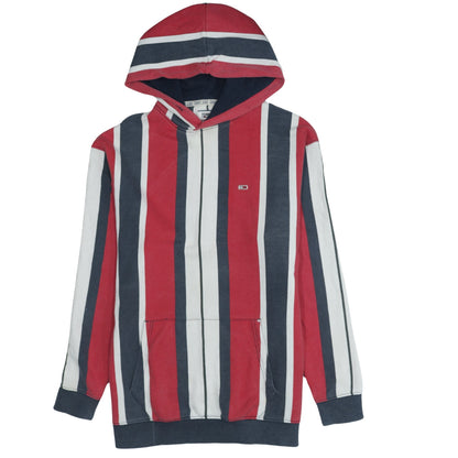 Tommy Jeans Mens Multicoloured Striped Pullover Hoodie Size L