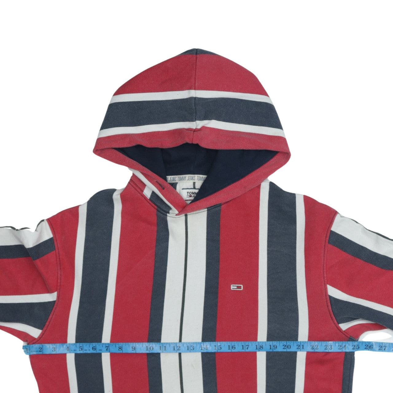 Tommy Jeans Mens Multicoloured Striped Pullover Hoodie Size L