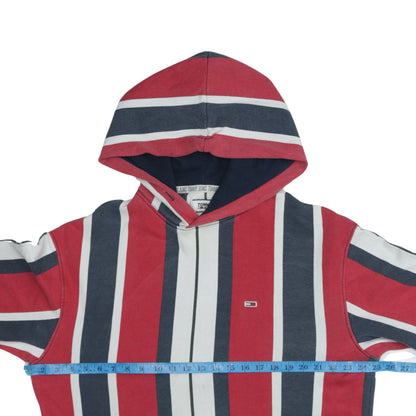 Tommy Jeans Mens Multicoloured Striped Pullover Hoodie Size L