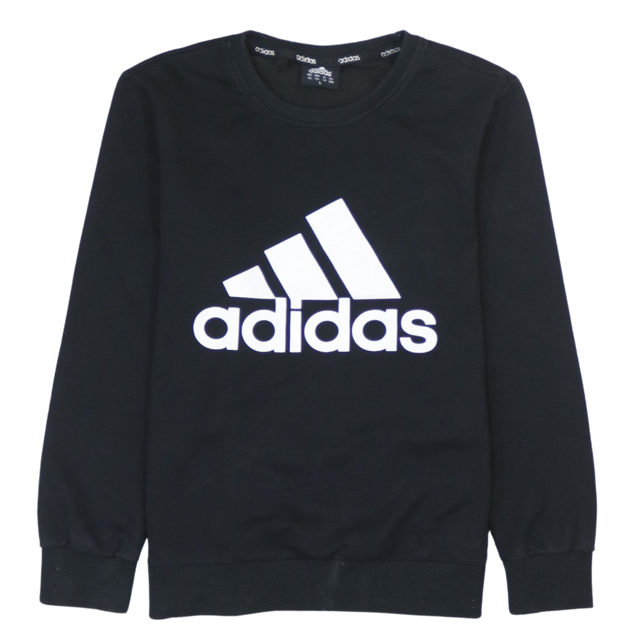 Adidas Men Black L Pullover Sweatshirt Long Sleeve Crew Neck