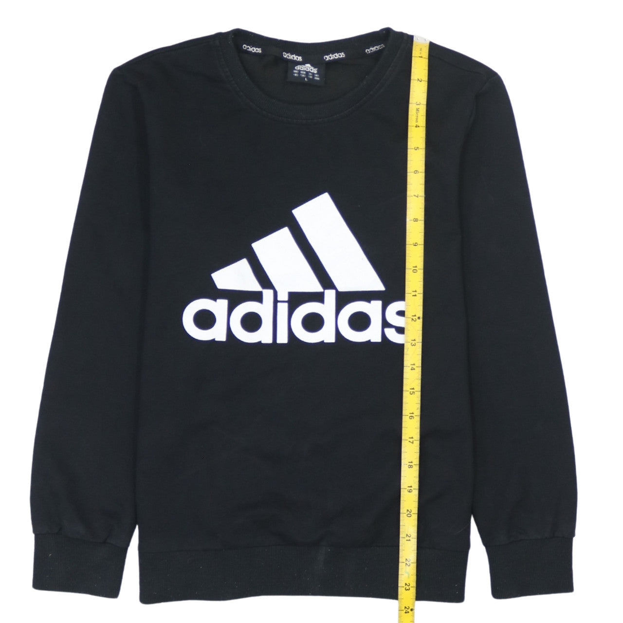 Adidas Men Black L Pullover Sweatshirt Long Sleeve Crew Neck