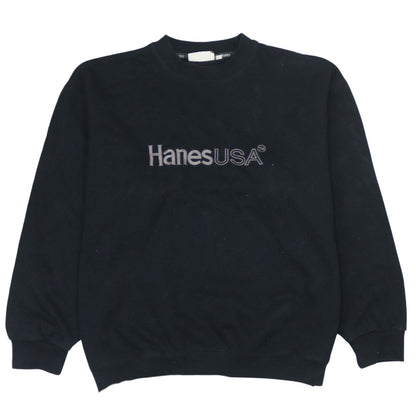 Hanes USA Men’s Black XL Crew Neck Pullover Sweatshirt Embroidered