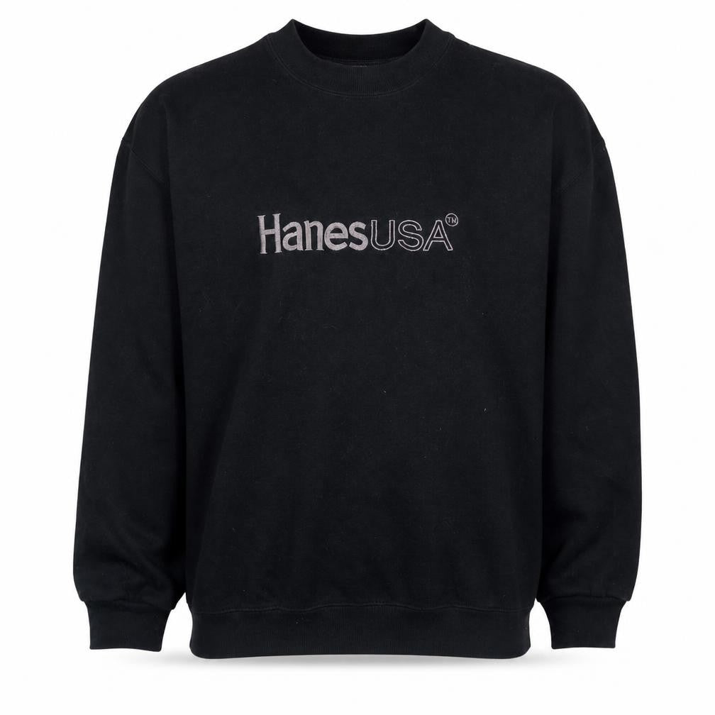 Hanes USA Men’s Black XL Crew Neck Pullover Sweatshirt Embroidered