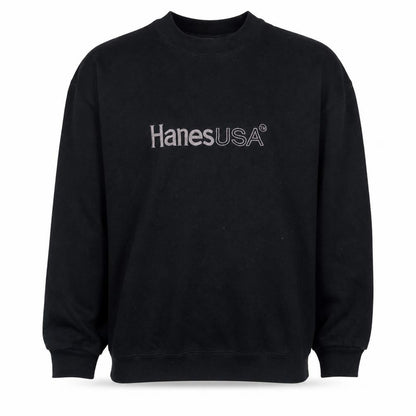Hanes USA Men’s Black XL Crew Neck Pullover Sweatshirt Embroidered