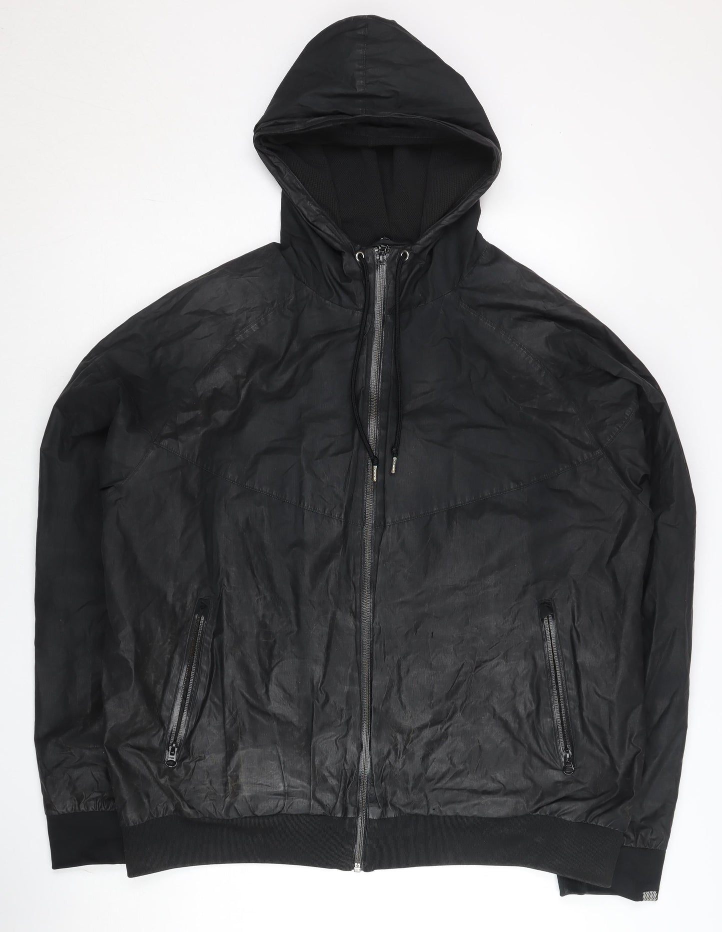 Mens UK Size L Nike Black Windbreaker Coat