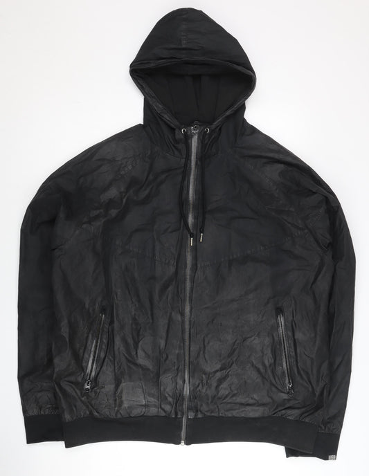 Mens UK Size L Nike Black Windbreaker Coat