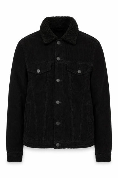 New Look Women Black Corduroy Jacket S Collared Lined Casual