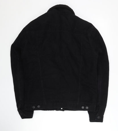 New Look Women Black Corduroy Jacket S Collared Lined Casual