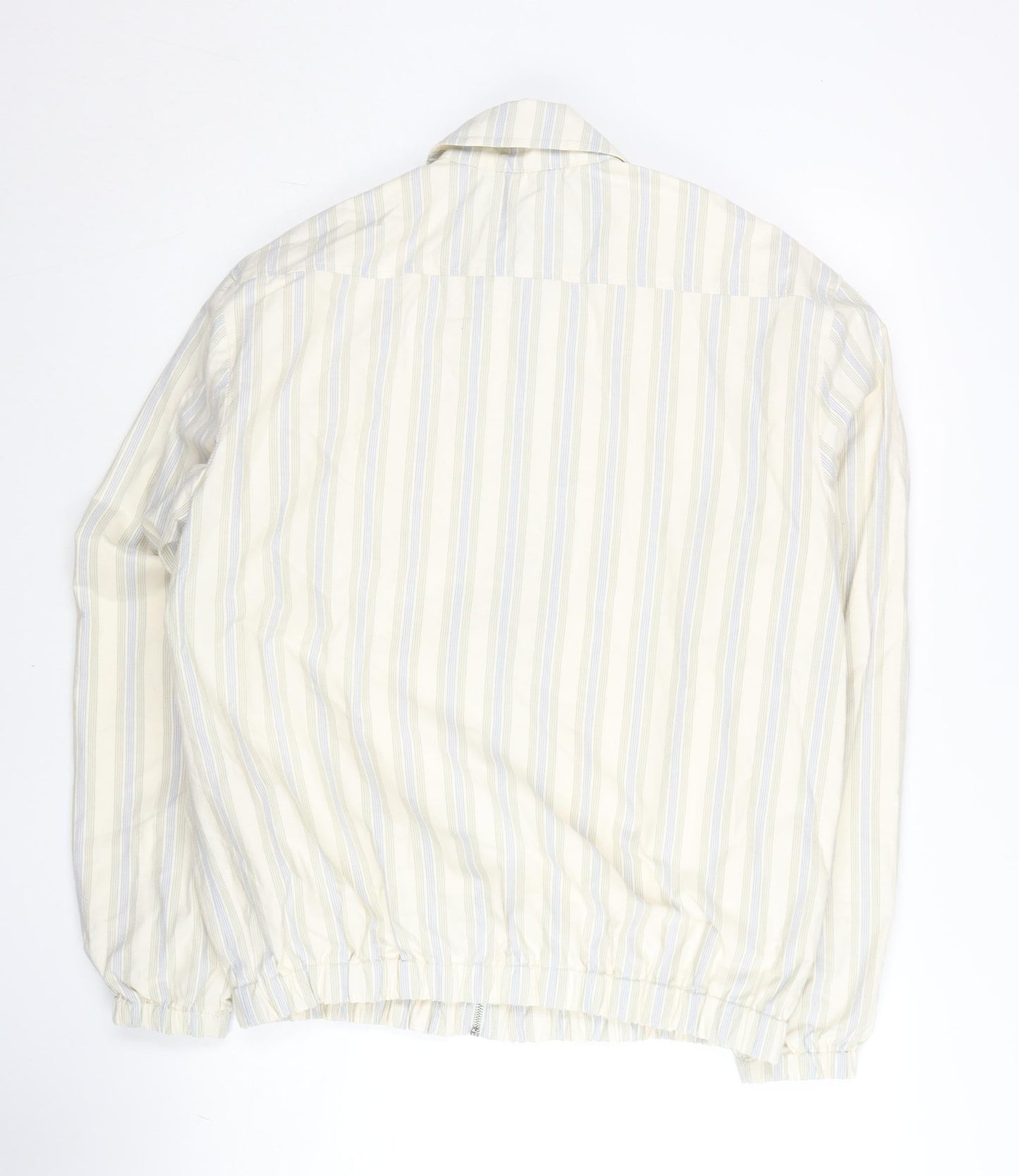 Zara Men's Beige Striped Cotton Jacket Size M Full Zip Casual