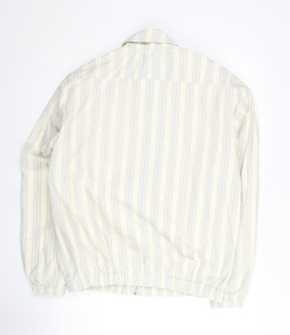 Zara Men's Beige Striped Cotton Jacket Size M Full Zip Casual