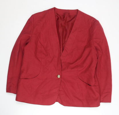St. Bernard Womens Red Size 20 Regular Fit Single Breasted Blazer