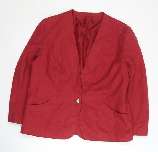 St. Bernard Womens Red Size 20 Regular Fit Single Breasted Blazer