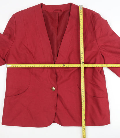 St. Bernard Womens Red Size 20 Regular Fit Single Breasted Blazer