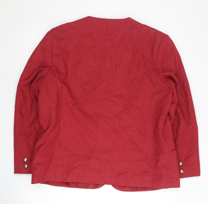 St. Bernard Womens Red Size 20 Regular Fit Single Breasted Blazer