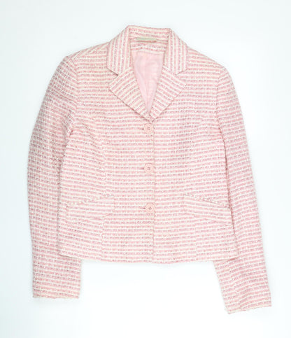 Todays Woman Womens Pink Bouclé Suit Jacket UK 10 Single Breasted