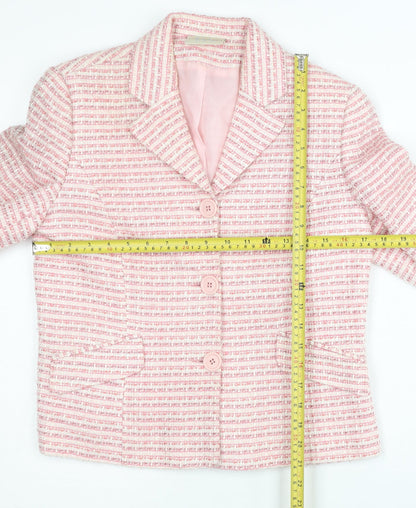 Todays Woman Womens Pink Bouclé Suit Jacket UK 10 Single Breasted