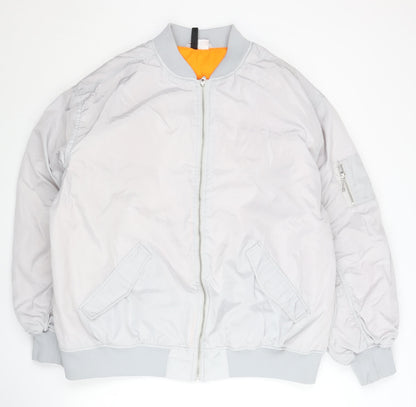 Womens UK Size 12 H&M Grey Bomber Jacket
