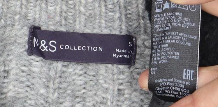 Womens UK Size S Marks and Spencer Grey Pullover Jumper