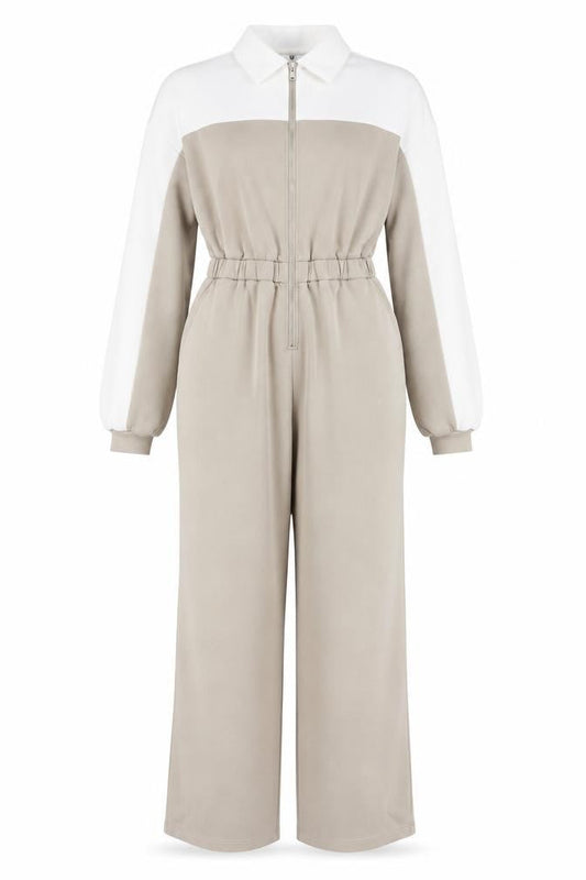 Womens UK Size 12 Very One-Piece Beige Jumpsuit