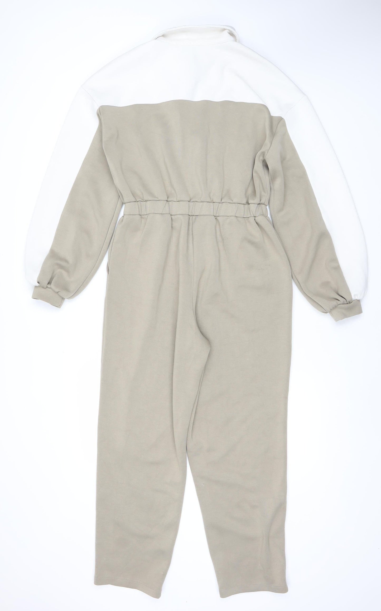 Very Women’s Beige Collared Zip Jumpsuit Size 12 Long Sleeve