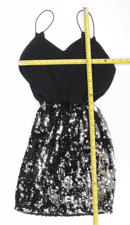 Boohoo Womens Black Size 6 Sequin Strappy Bodycon Party Dress