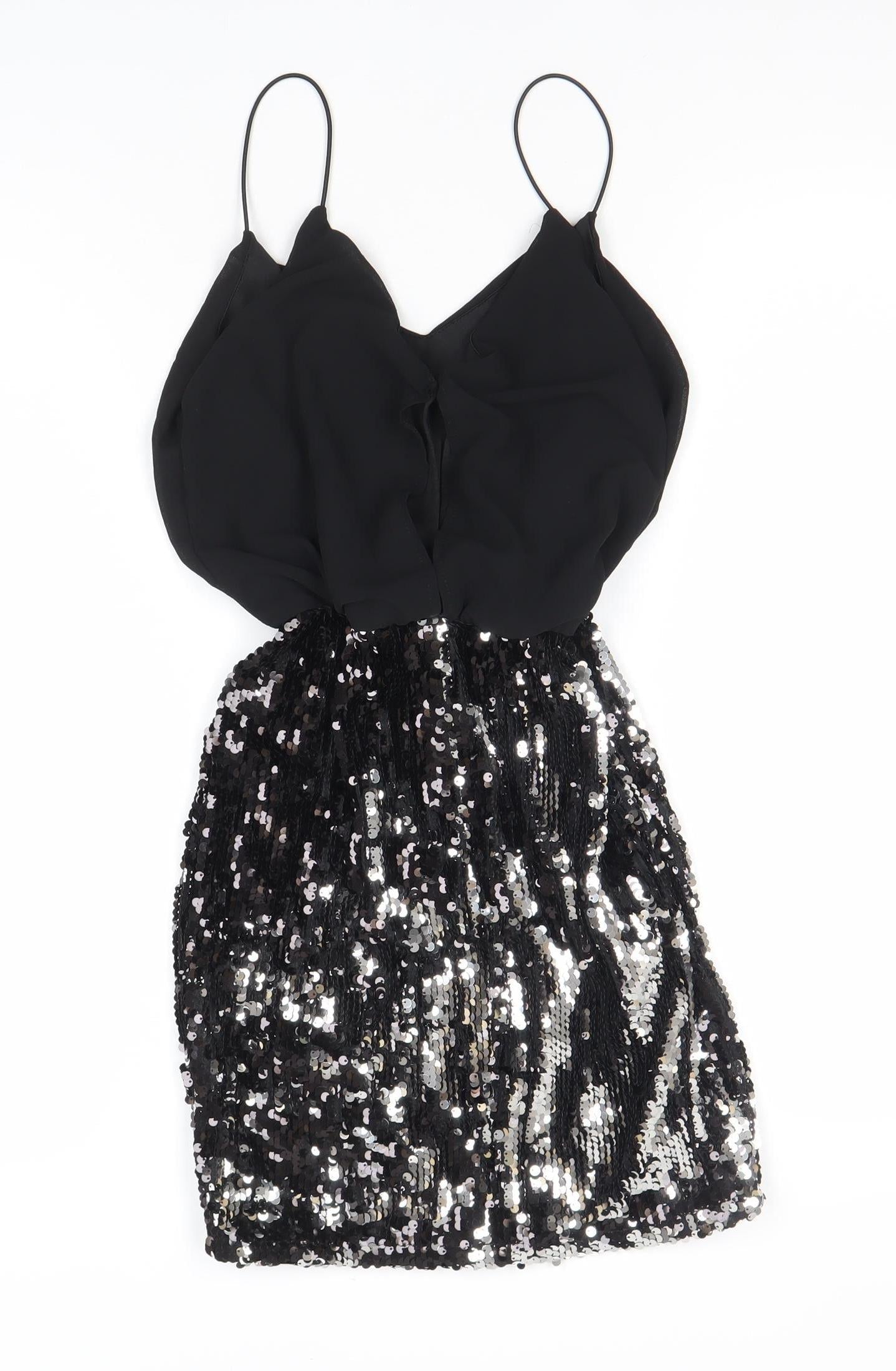 Boohoo Womens Black Size 6 Sequin Strappy Bodycon Party Dress