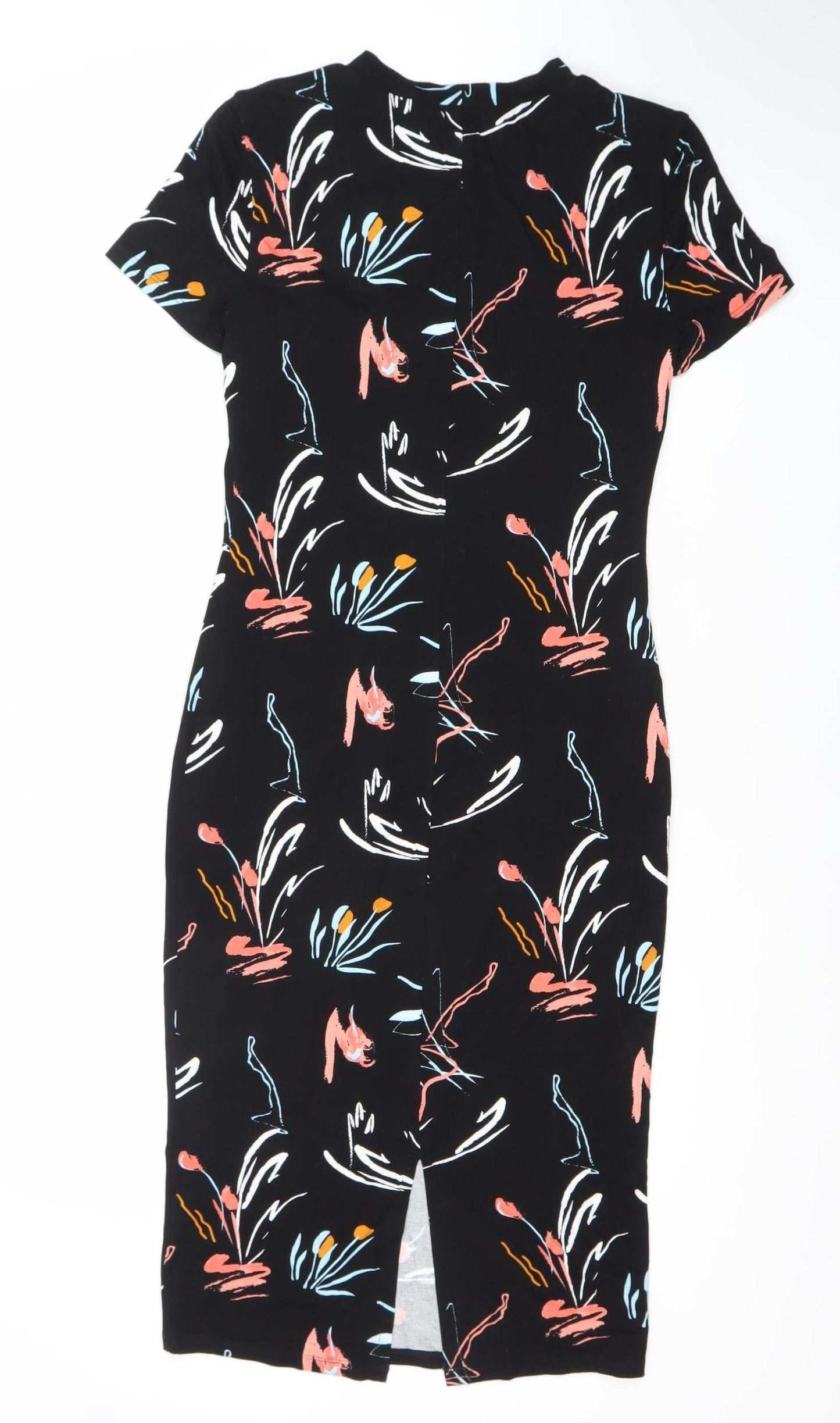 LIMITED EDITION Women's Black Multicolour Floral Sheath Dress Size 8