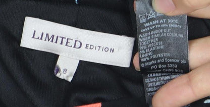 LIMITED EDITION Women's Black Multicolour Floral Sheath Dress Size 8