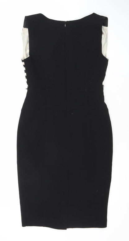 Oasis Women’s Black White Striped Sheath Dress Size 8 Sleeveless