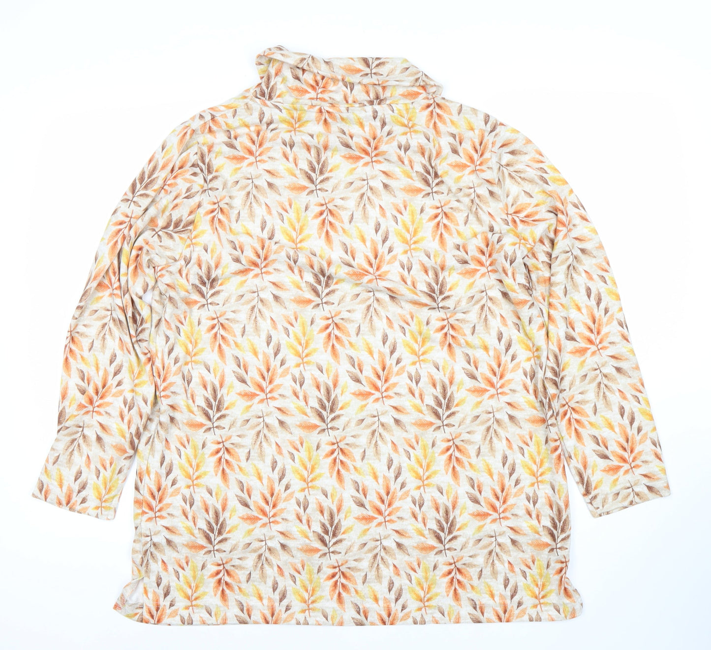 ISLE Womens Multicoloured Floral Tunic Roll Neck Blouse L 3/4 Sleeve