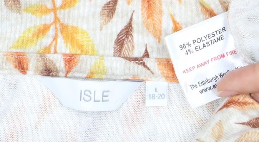 ISLE Womens Multicoloured Floral Tunic Roll Neck Blouse L 3/4 Sleeve