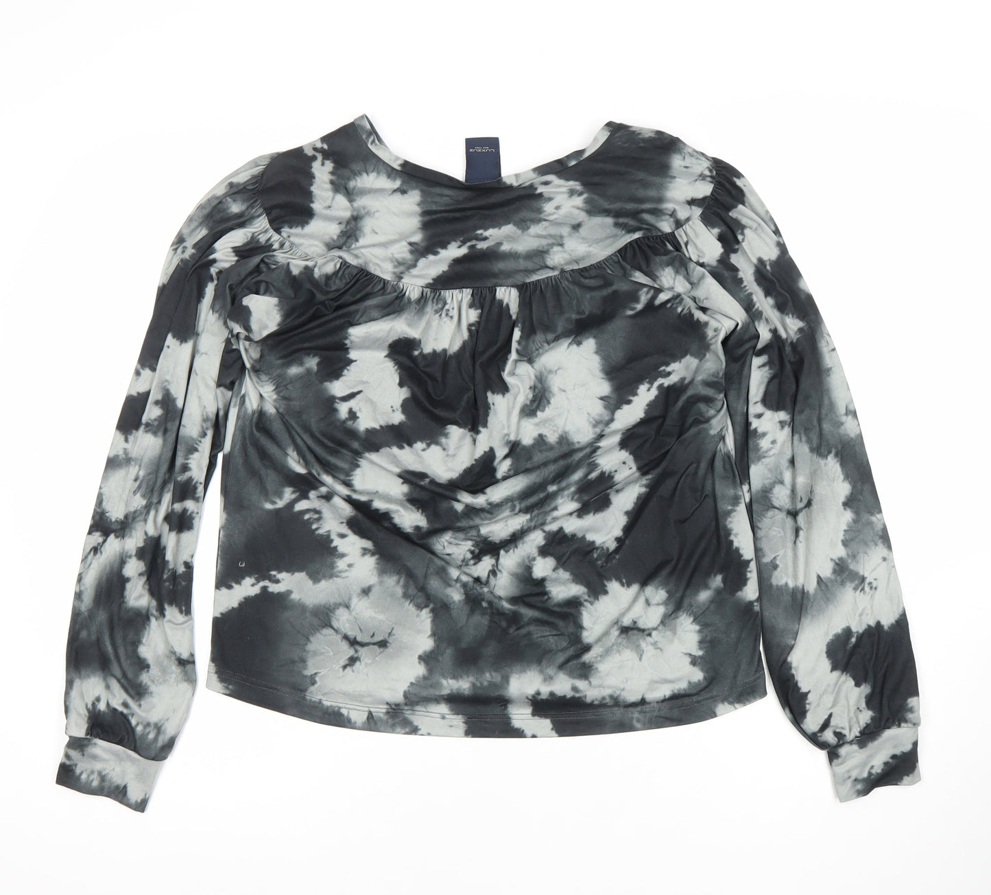 Luxzuz Women’s Multicoloured Tie Dye V-Neck Long Sleeve Tunic Blouse Size M