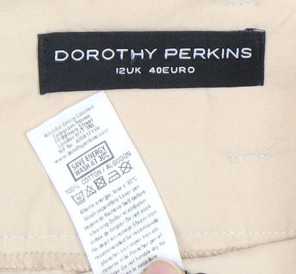 Dorothy Perkins Womens Beige Black Blue Cotton Pleated Skirt Size 12