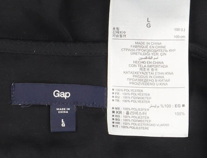 Gap Womens Black Wrap Blouse Size L Short Sleeve V-Neck Satin
