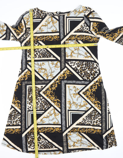 Wallis Women’s Multicoloured Shift Dress Size 14 Long Sleeve