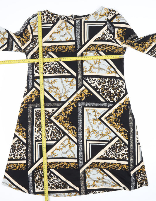 Wallis Women’s Multicoloured Shift Dress Size 14 Long Sleeve