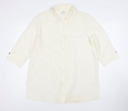 Classics Womens Ivory Button-Up Blouse Size 16 3/4 Sleeve