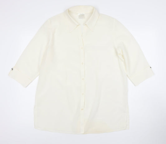 Classics Womens Ivory Button-Up Blouse Size 16 3/4 Sleeve