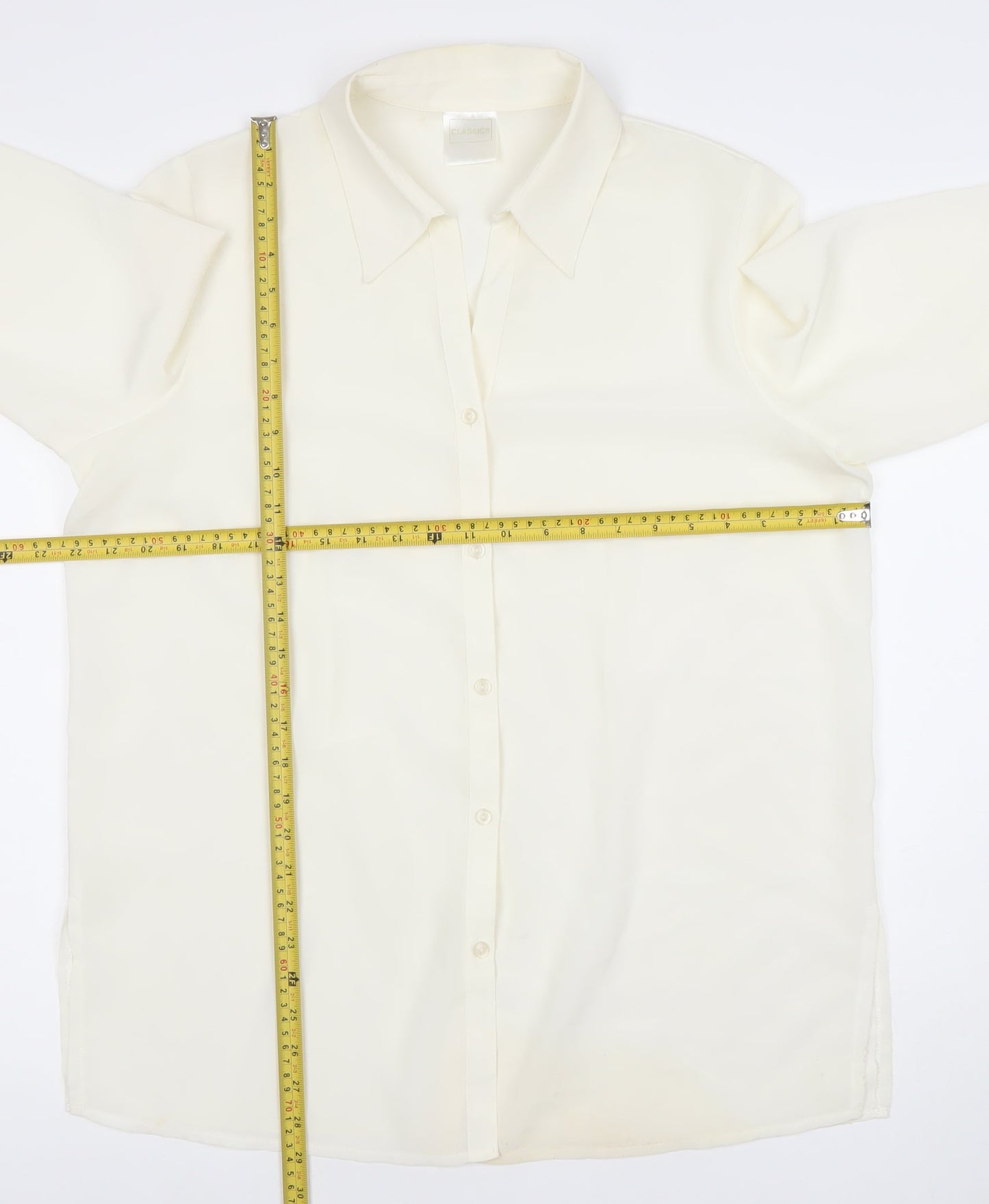 Classics Womens Ivory Button-Up Blouse Size 16 3/4 Sleeve