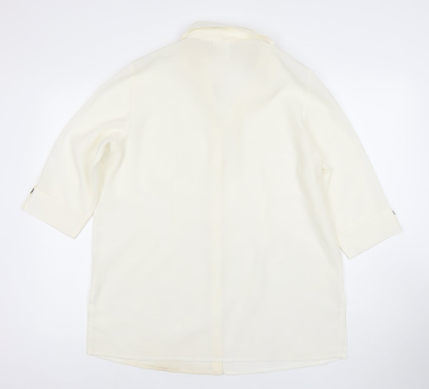 Classics Womens Ivory Button-Up Blouse Size 16 3/4 Sleeve