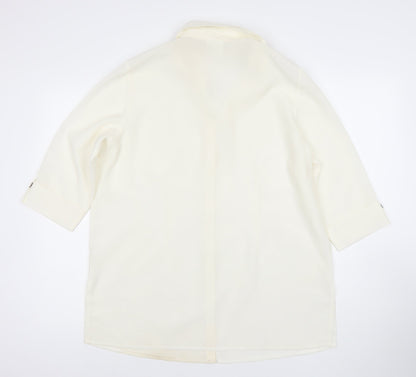 Classics Womens Ivory Button-Up Blouse Size 16 3/4 Sleeve