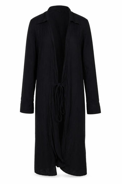 Front view of Boden women’s black, size UK 10, wrap dress long sleeve viscose blend