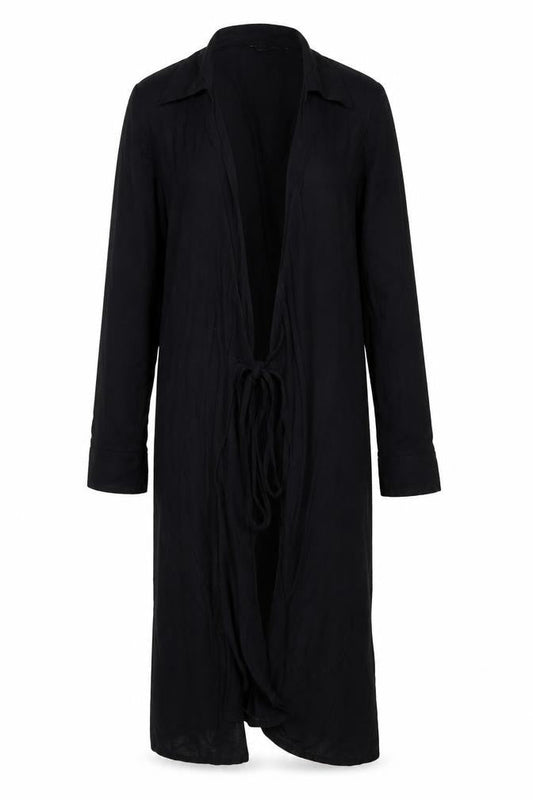Front view of Boden women’s black, size UK 10, wrap dress long sleeve viscose blend