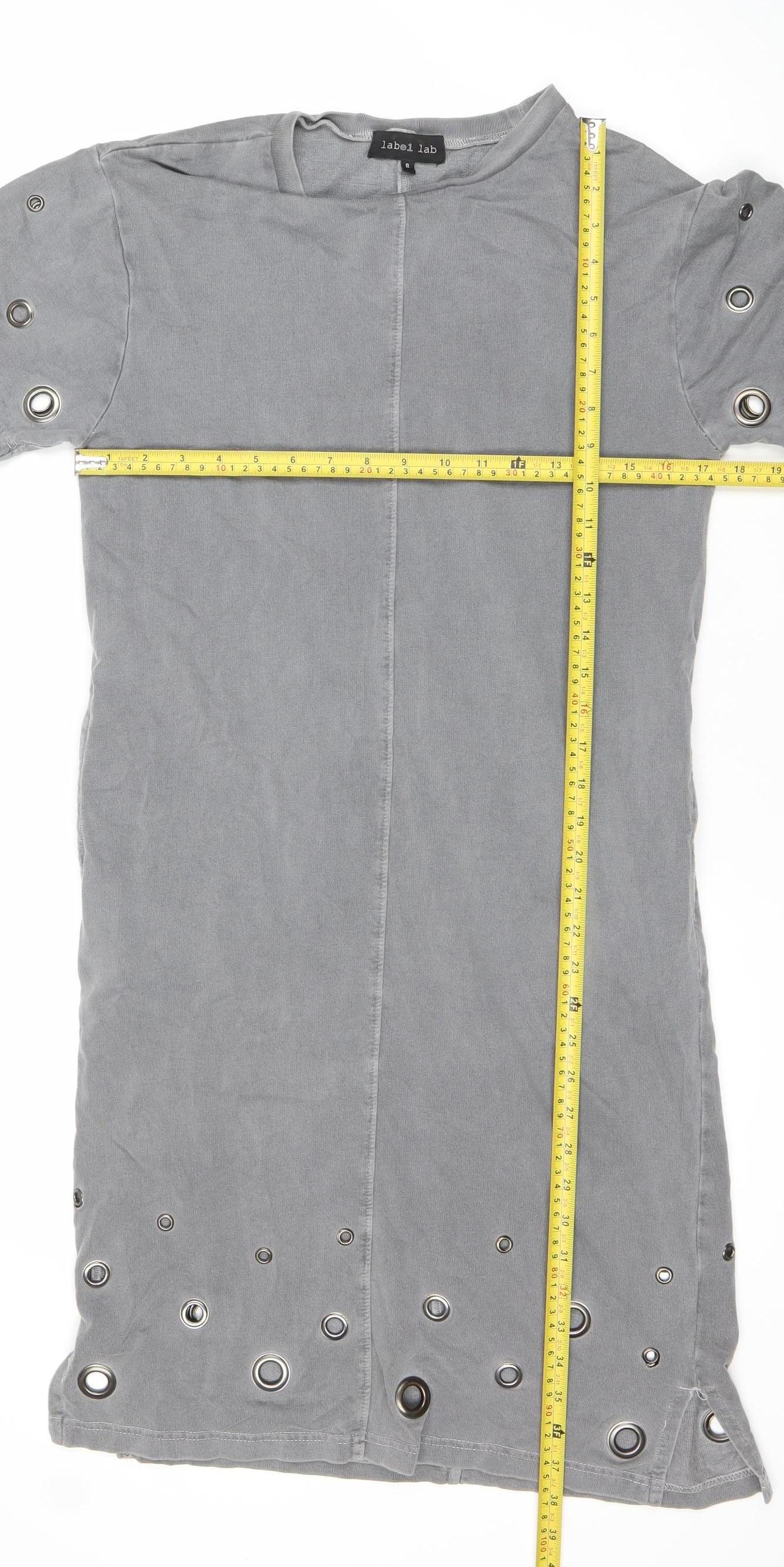 Label Lab Women’s Grey Size 8 Studded T-Shirt Dress Short Sleeve