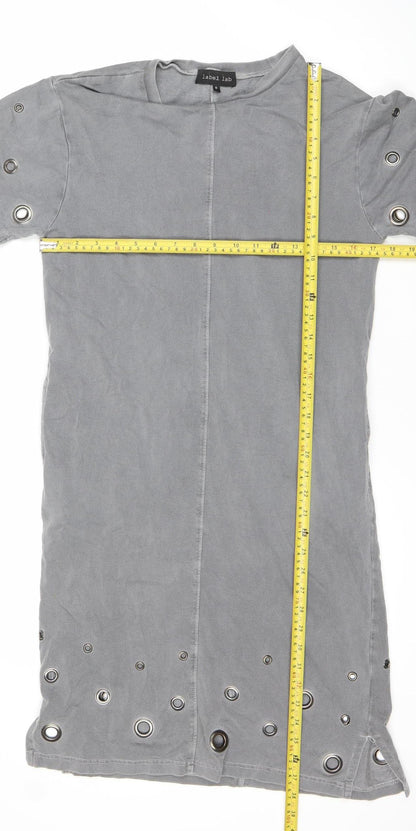Label Lab Women’s Grey Size 8 Studded T-Shirt Dress Short Sleeve